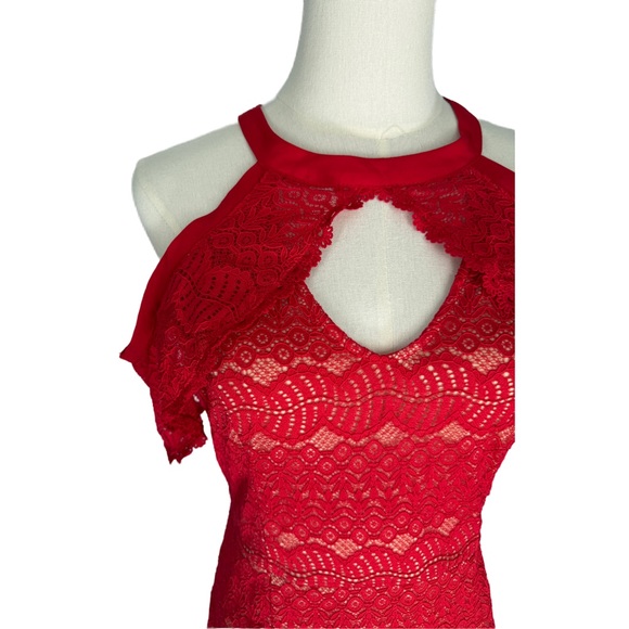 Francesca’s‎ Red Lace Halter Mini Dress | Size M - Picture 3 of 6